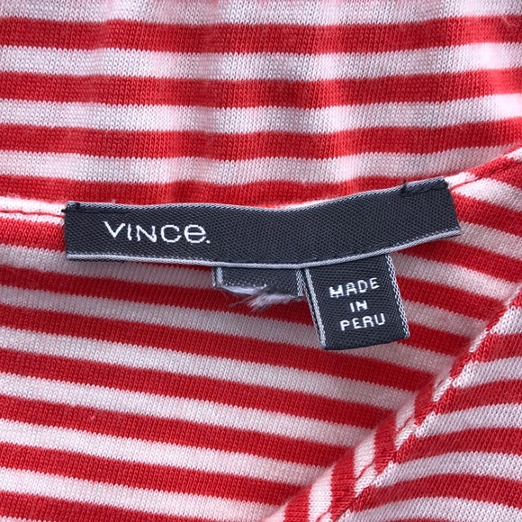 Vince Red White Striped T-Shirt Style Dress - Picture 5 of 7